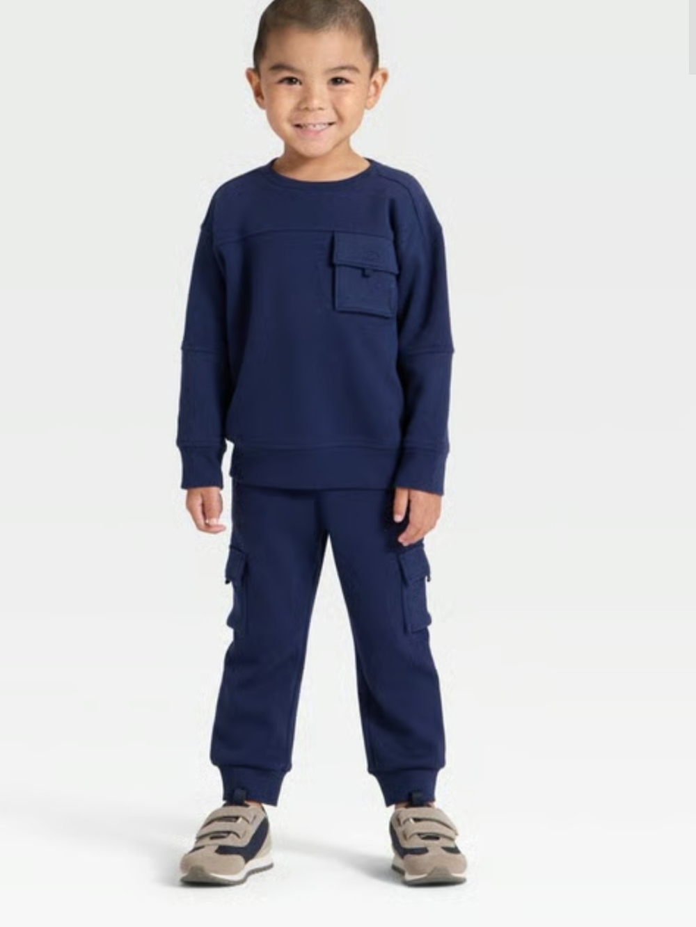 Kids Navy Blue Long-Sleeve Pocket Sweatshirt